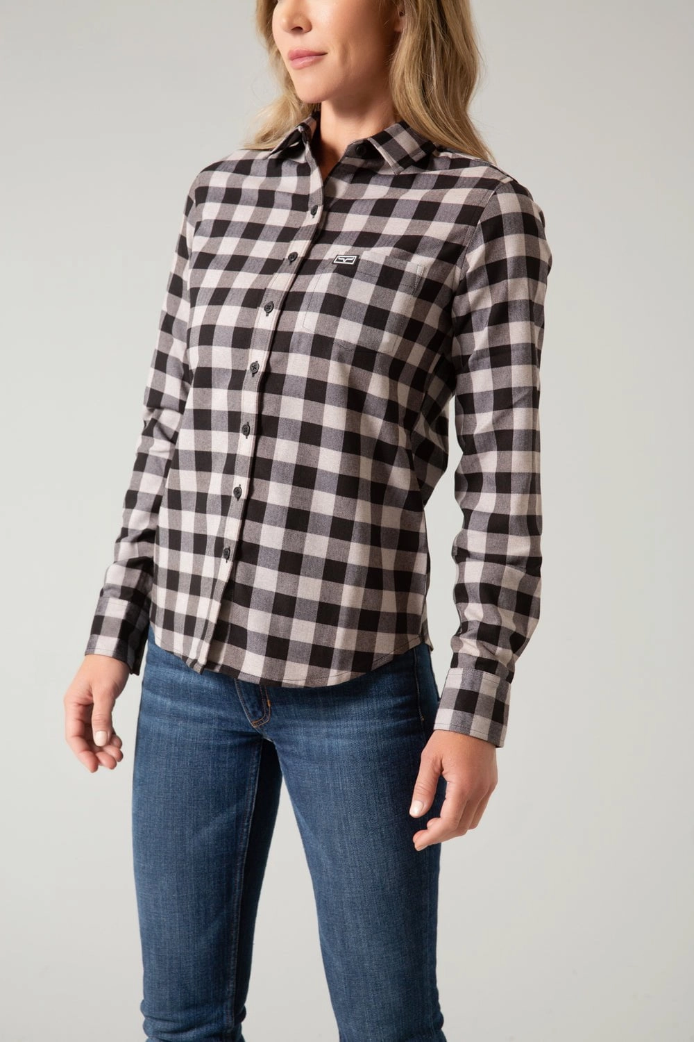 Seamless Shoulder Kimes Ranch Womens Garrison Grey Heather Cotton Blend L/S Shirt