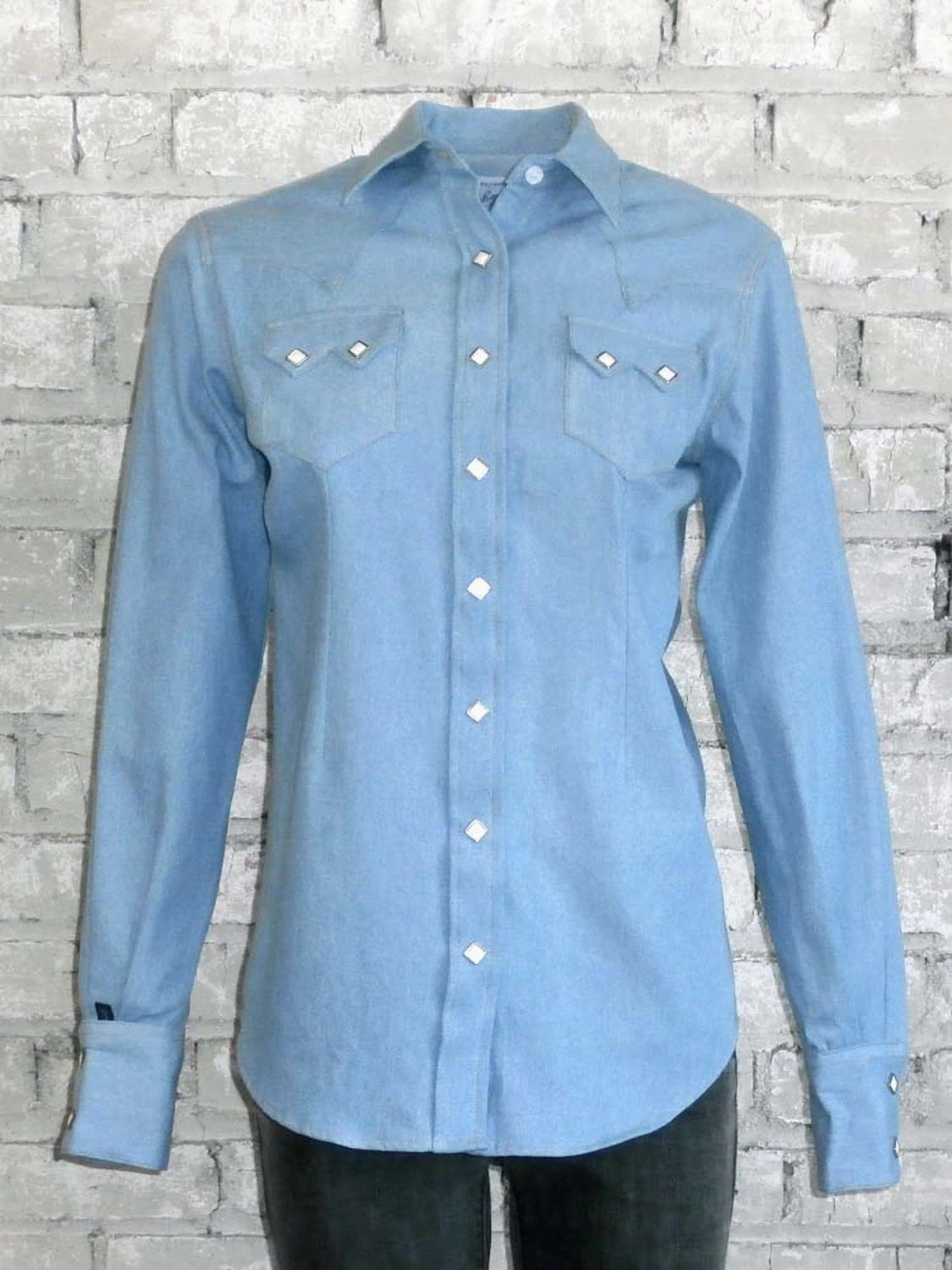 Rockmount Womens Denim 100% Cotton Stonewash Sawtooth Western L/S Shirt Ethical production