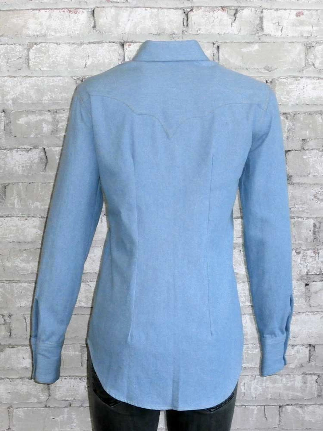 Rockmount Womens Denim 100% Cotton Stonewash Sawtooth Western L/S Shirt Relaxed Style