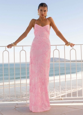 Vietta Sequin Cami Maxi Dress - Pink Body Safe Soft Shine