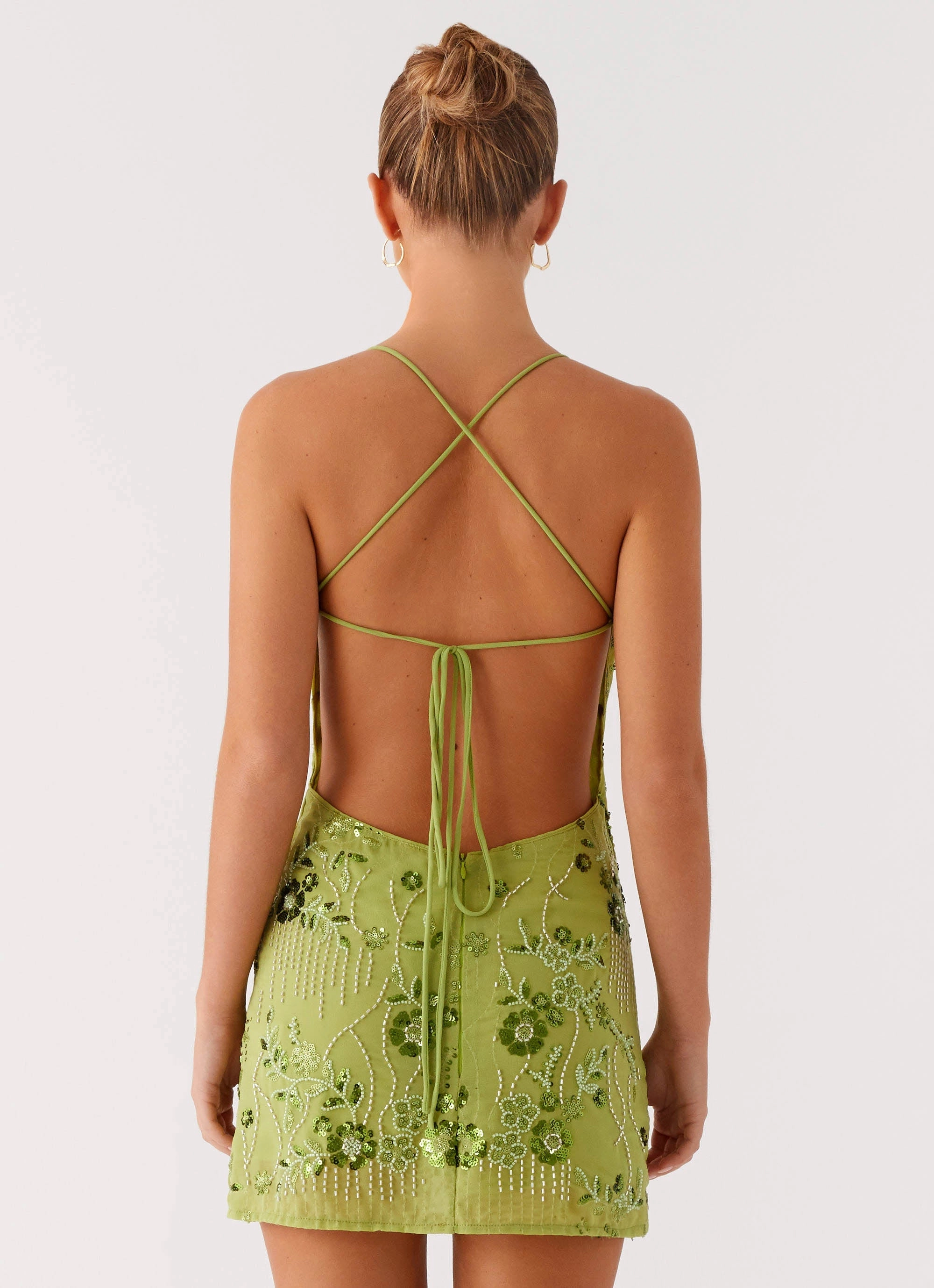 wrap waist Vietta Sequin Cami Mini Dress - Lime
