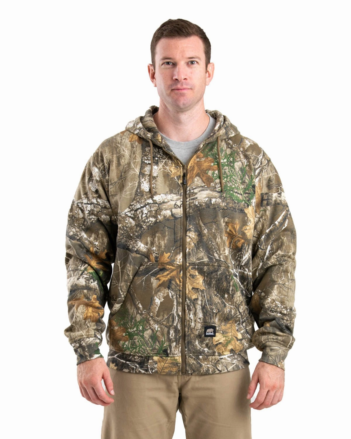 Berne Mens Realtree Edge Cotton Blend Hooded Sweatshirt Loose style Printed Pattern
