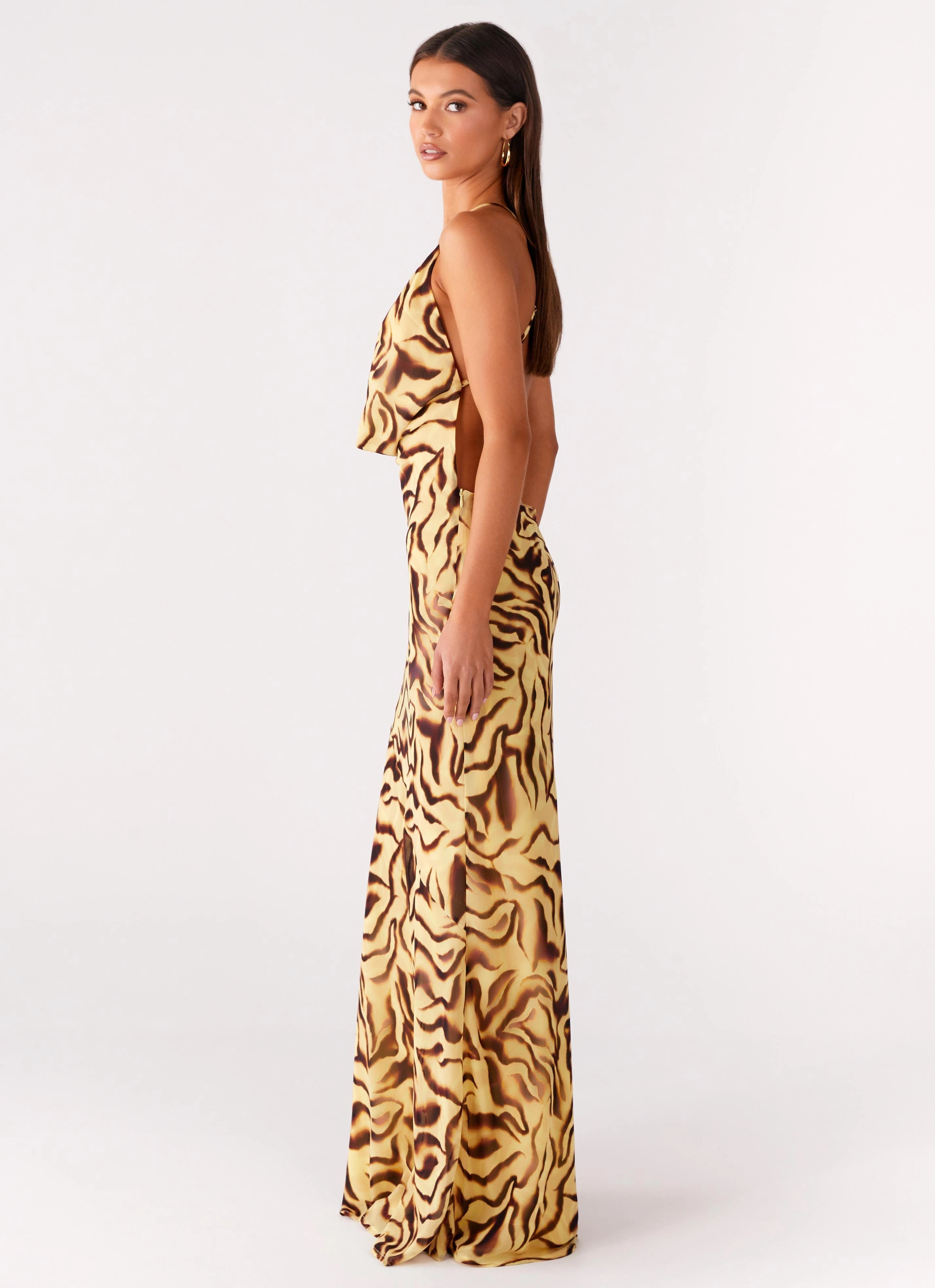 Insulating-Lining QuickReleaseClasp Viva Lune Maxi Dress - Laguna Print