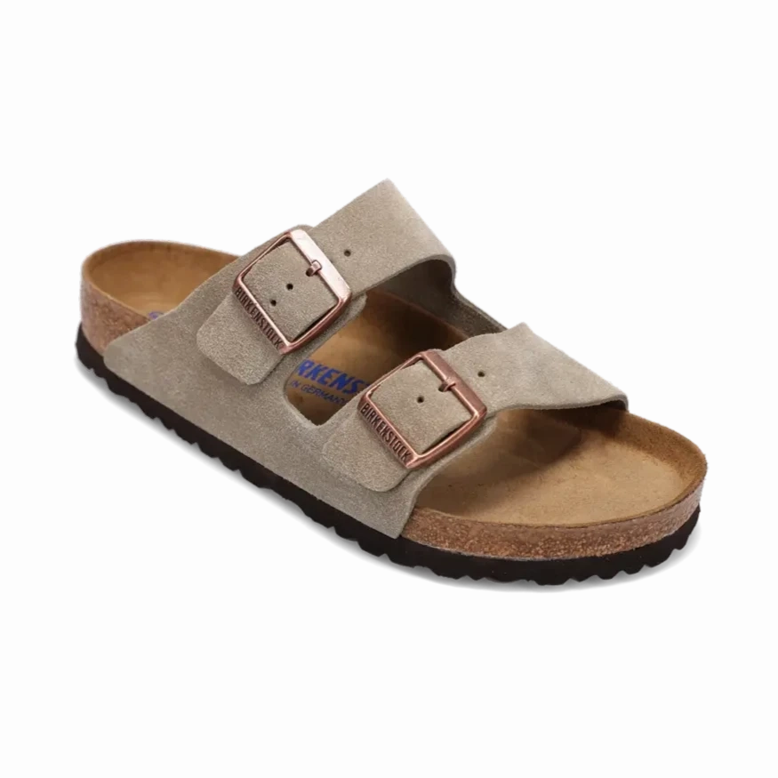 Soft Straps Sandals Daily Slides Women's Arizona Soft Footbed Taupe Suede