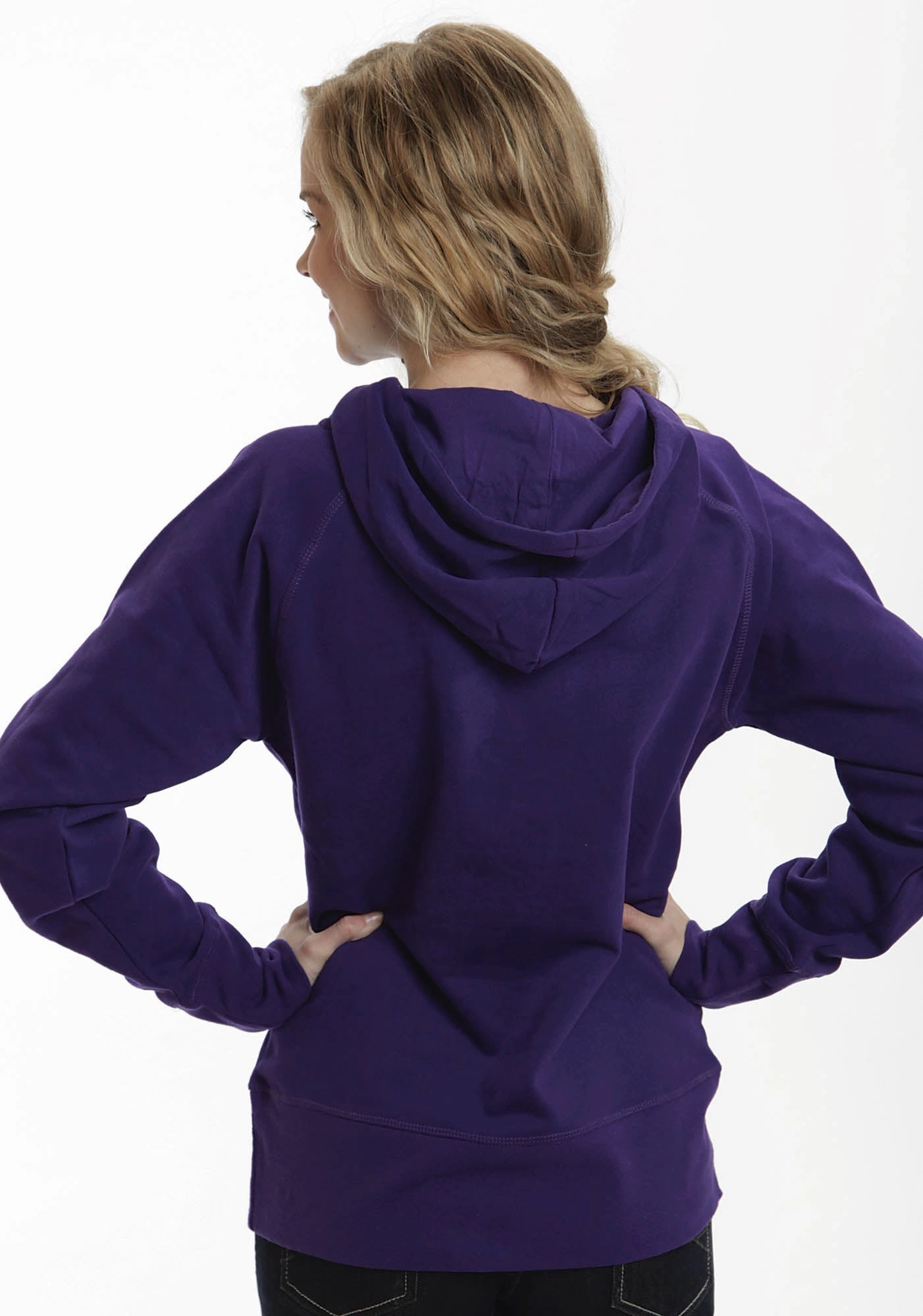 Effortless Fashion Ouray Womens Purple 100% Cotton USA Asymmetric Hoodie