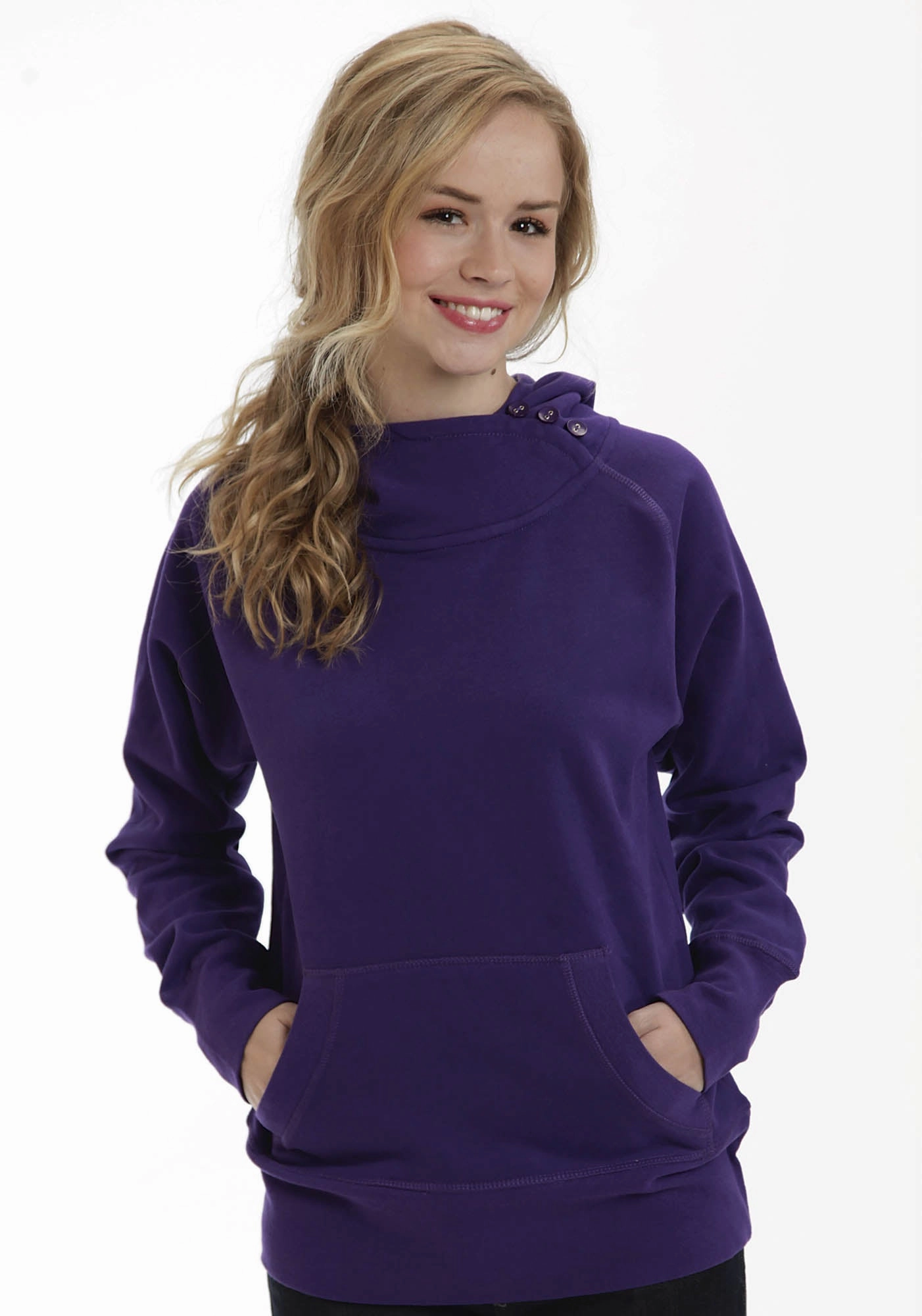 Winter Comfort Eco Friendly Material Ouray Womens Purple 100% Cotton USA Asymmetric Hoodie