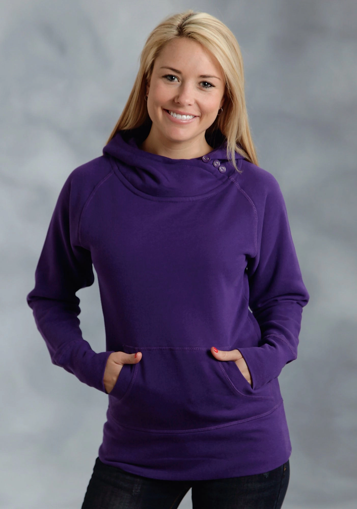 Luxury Fiber Blend Ouray Womens Purple 100% Cotton USA Asymmetric Hoodie