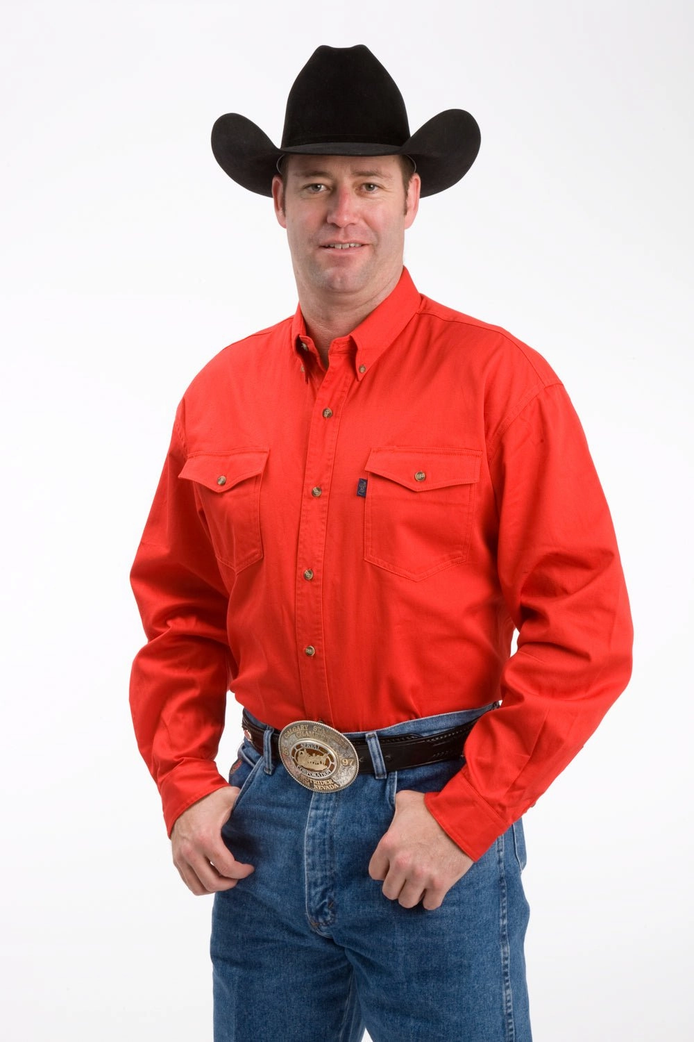 Relaxed Style Versatile Layering Piece Roper Mens Red 100% Cotton Button Front BD L/S Tall Shirt