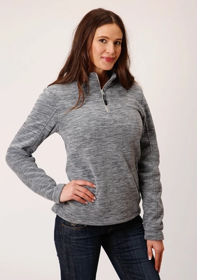 Wrinkle Resistant Knit Timeless Layering Roper Womens Grey Polyester Western Pullover Jacket