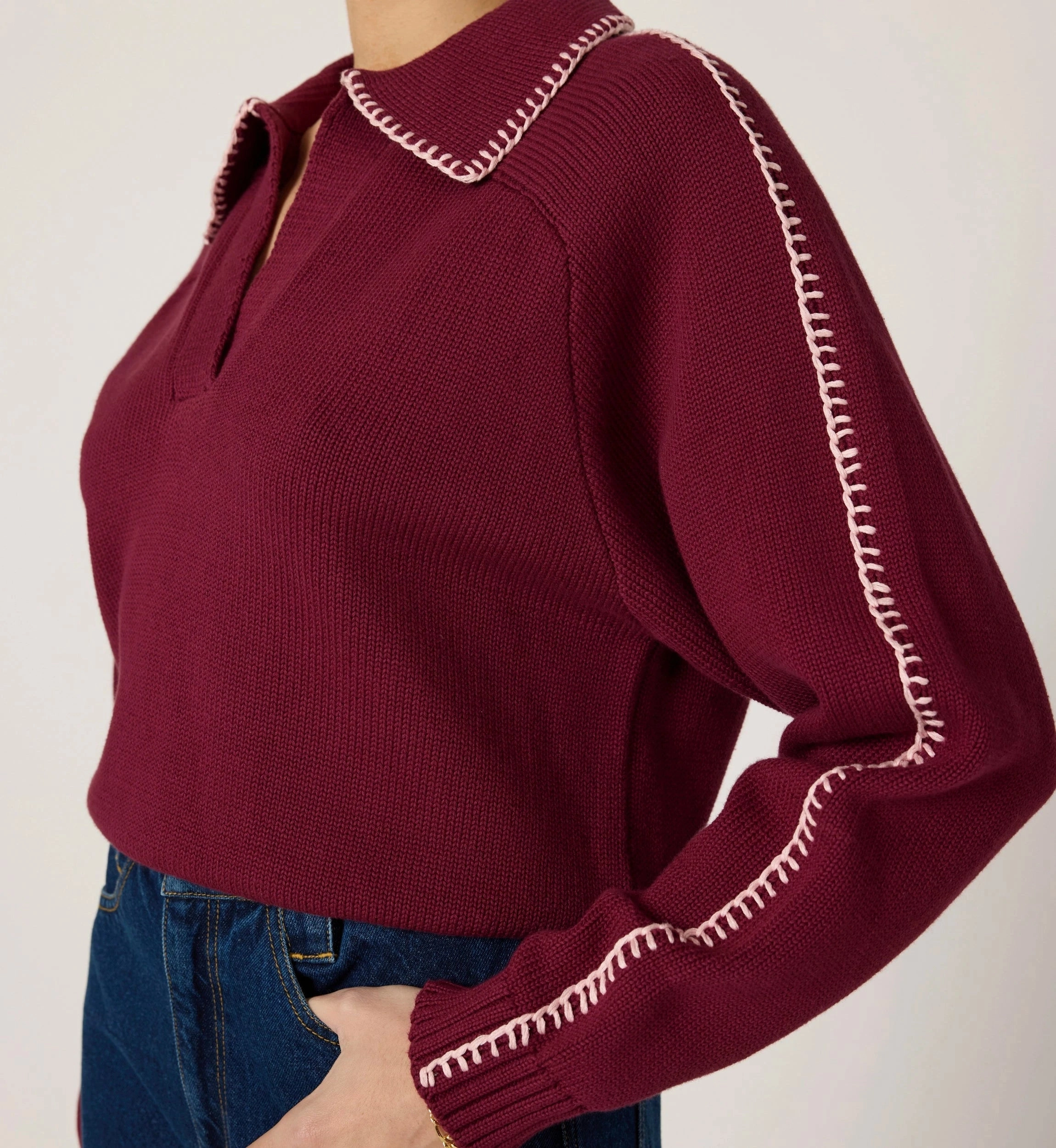 Layering Piece Everyday Cozy Elly Sweater | Zinfandel / Ivory