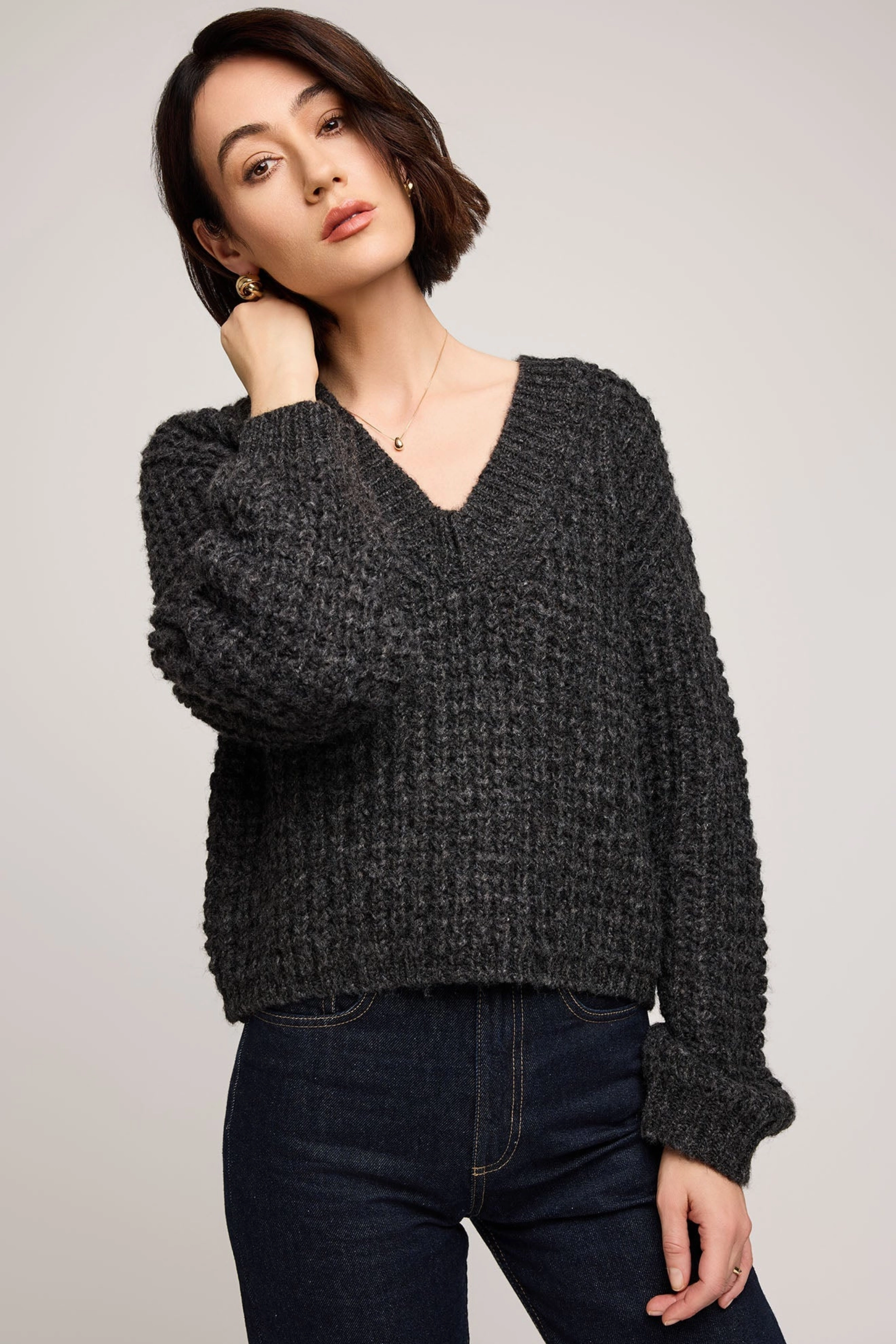 Willow V-Neck Sweater Resilient Stretch Fabric Perfect Layering