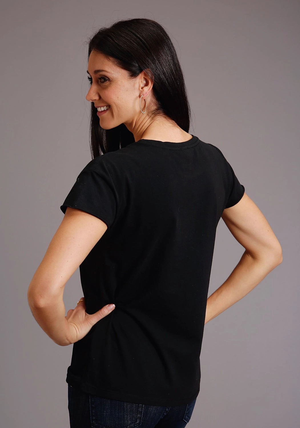 Stetson Womens Black 100% Cotton Cactus/Red Sunset S/S T-Shirt Hiking Gear Layering Essential