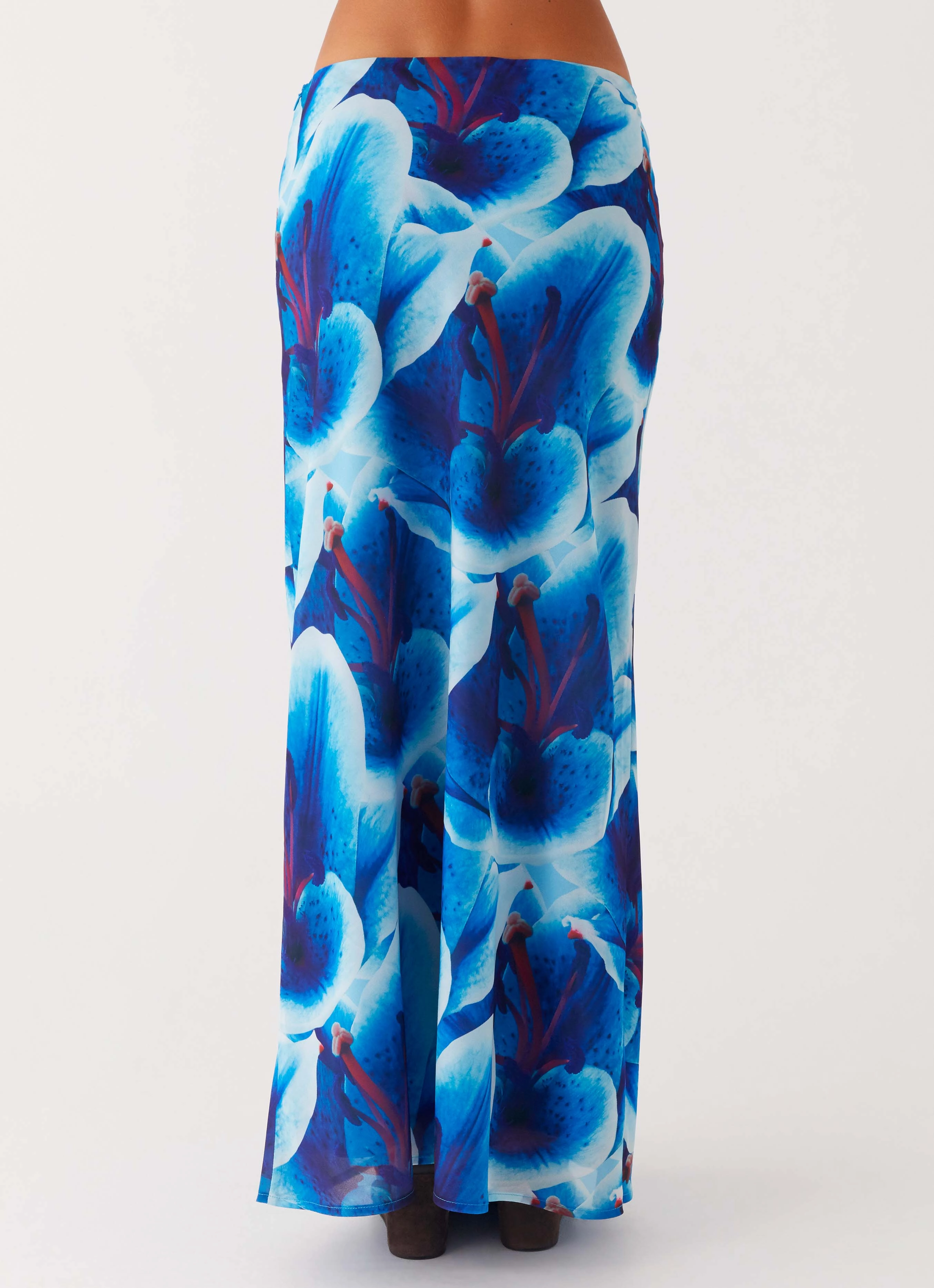 Another Life Chiffon Maxi Skirt - Turquoise Floral Chic Attire Travel Ready