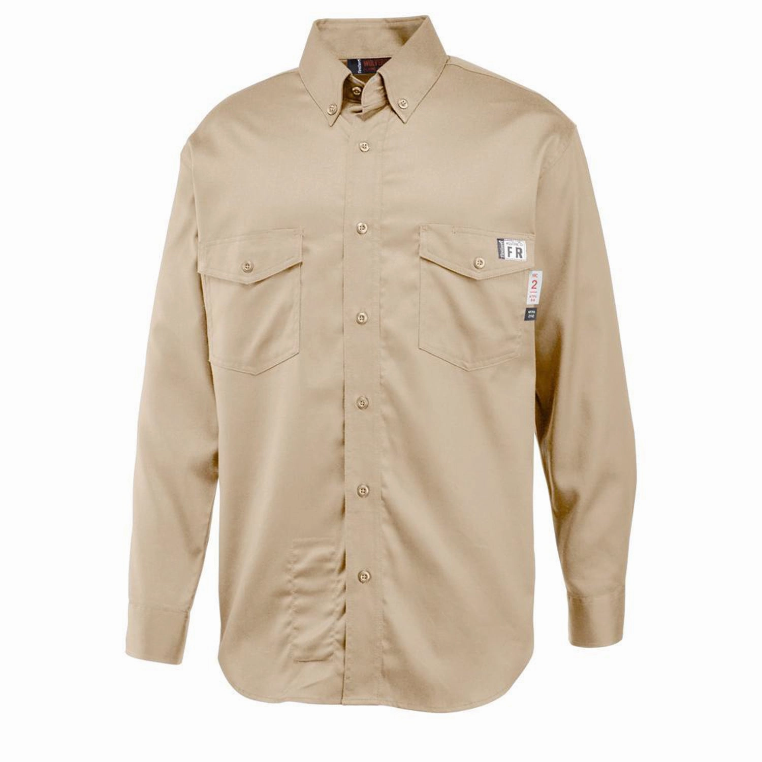 Wolverine Mens FR Twill Khaki Cotton Blend L/S Shirt Trend-Driven