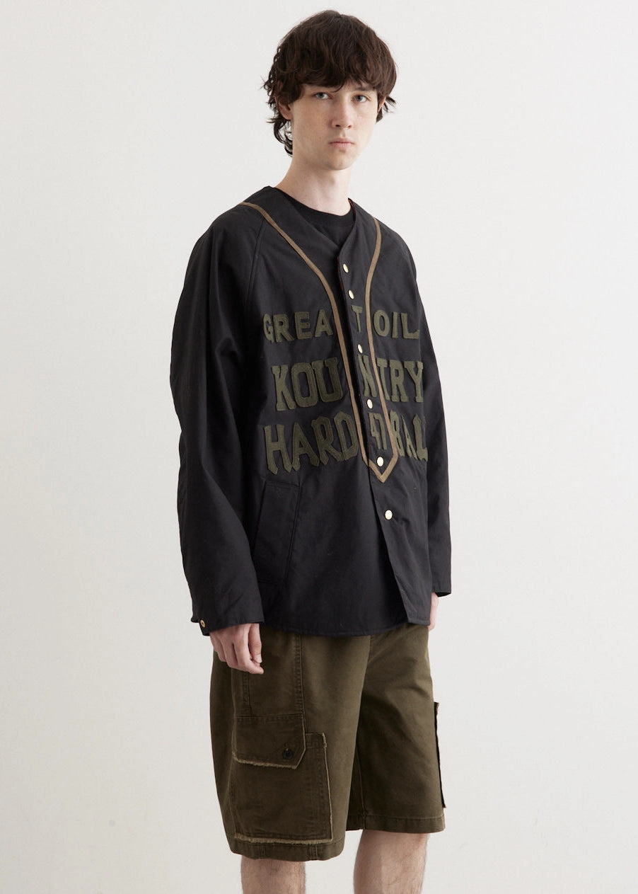 Weather Cotton Oil Coating Baseball Blouson TearResistantOuter WaterRepellentExterior