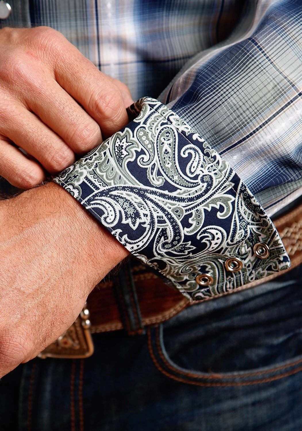 Stetson Mens Green 100% Cotton Lucky Diamond L/S 2 Pkt Shirt Smooth Zipper Design Polished Style