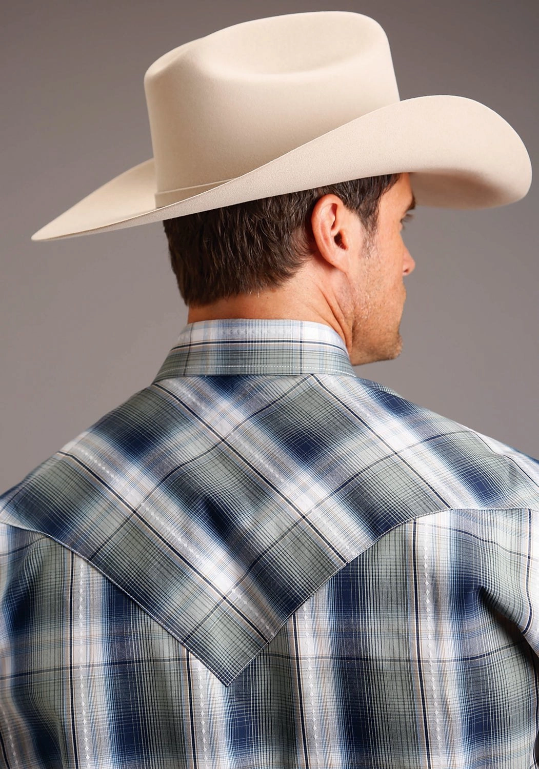 Stetson Mens Green 100% Cotton Lucky Diamond L/S 2 Pkt Shirt V-Neck