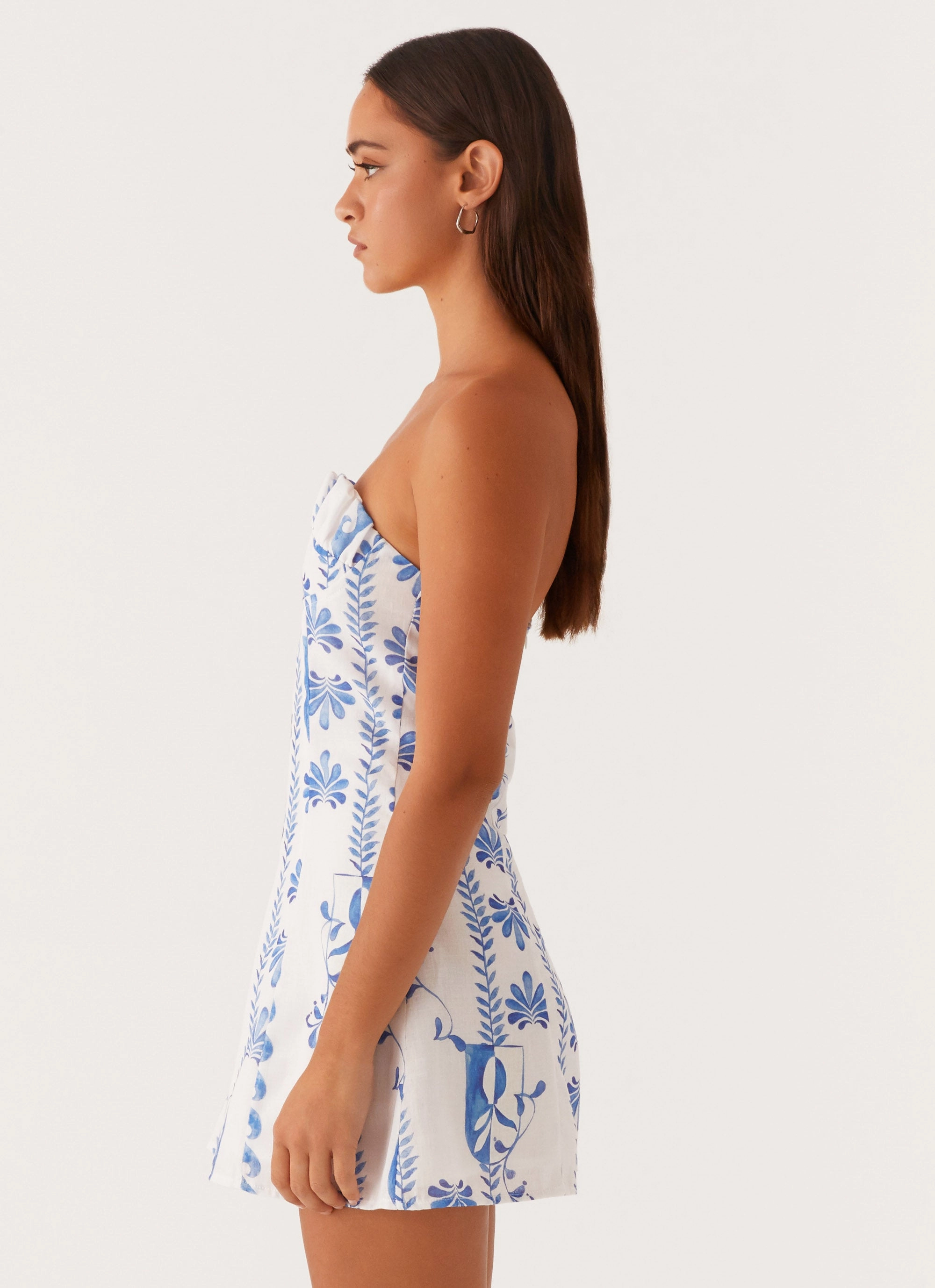 Tayla Linen Mini Dress - Floral Wave Light and Breezy Layering Fit