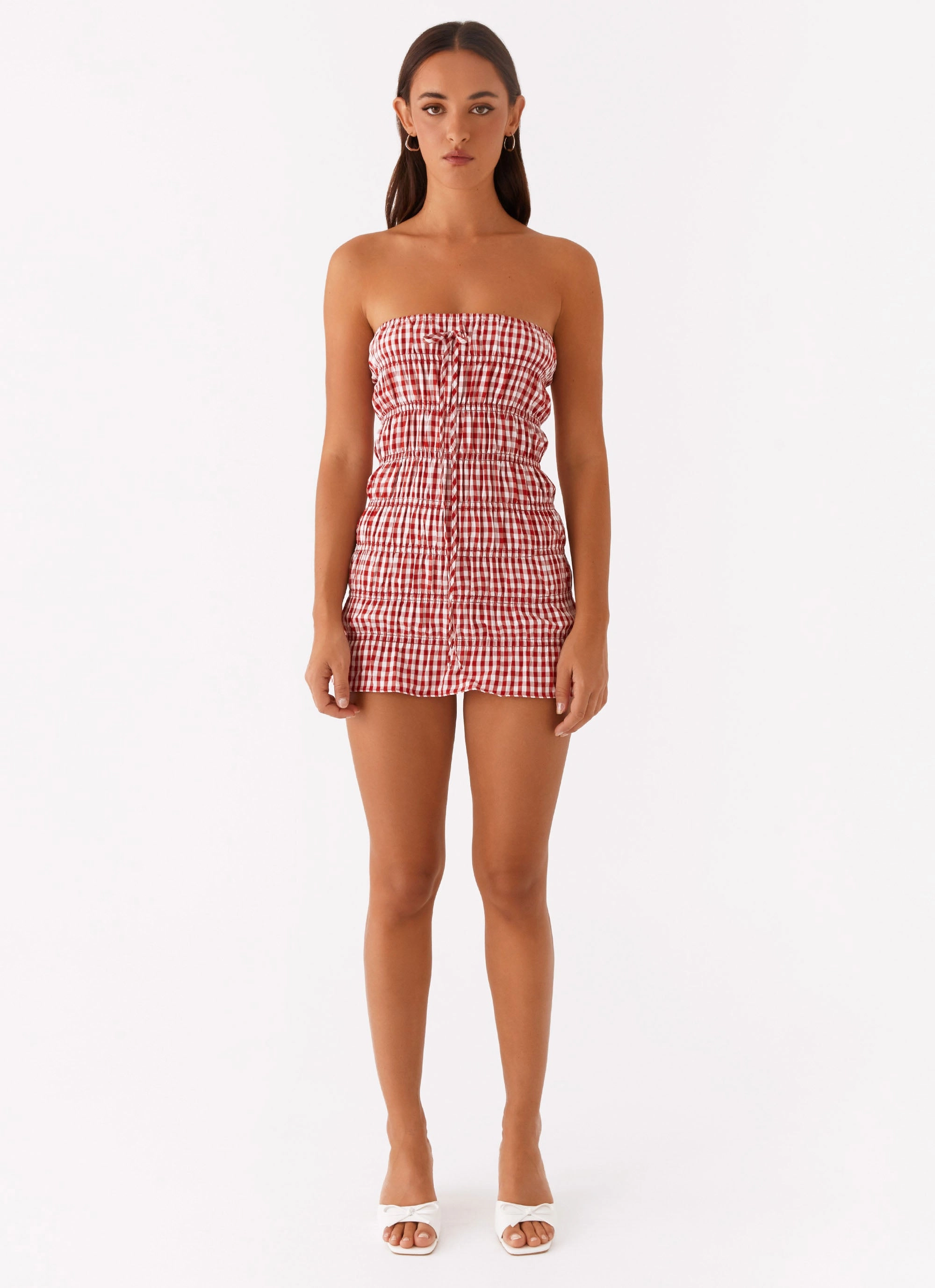 Shore Time Date Ready Adele Mini Dress - Red Gingham