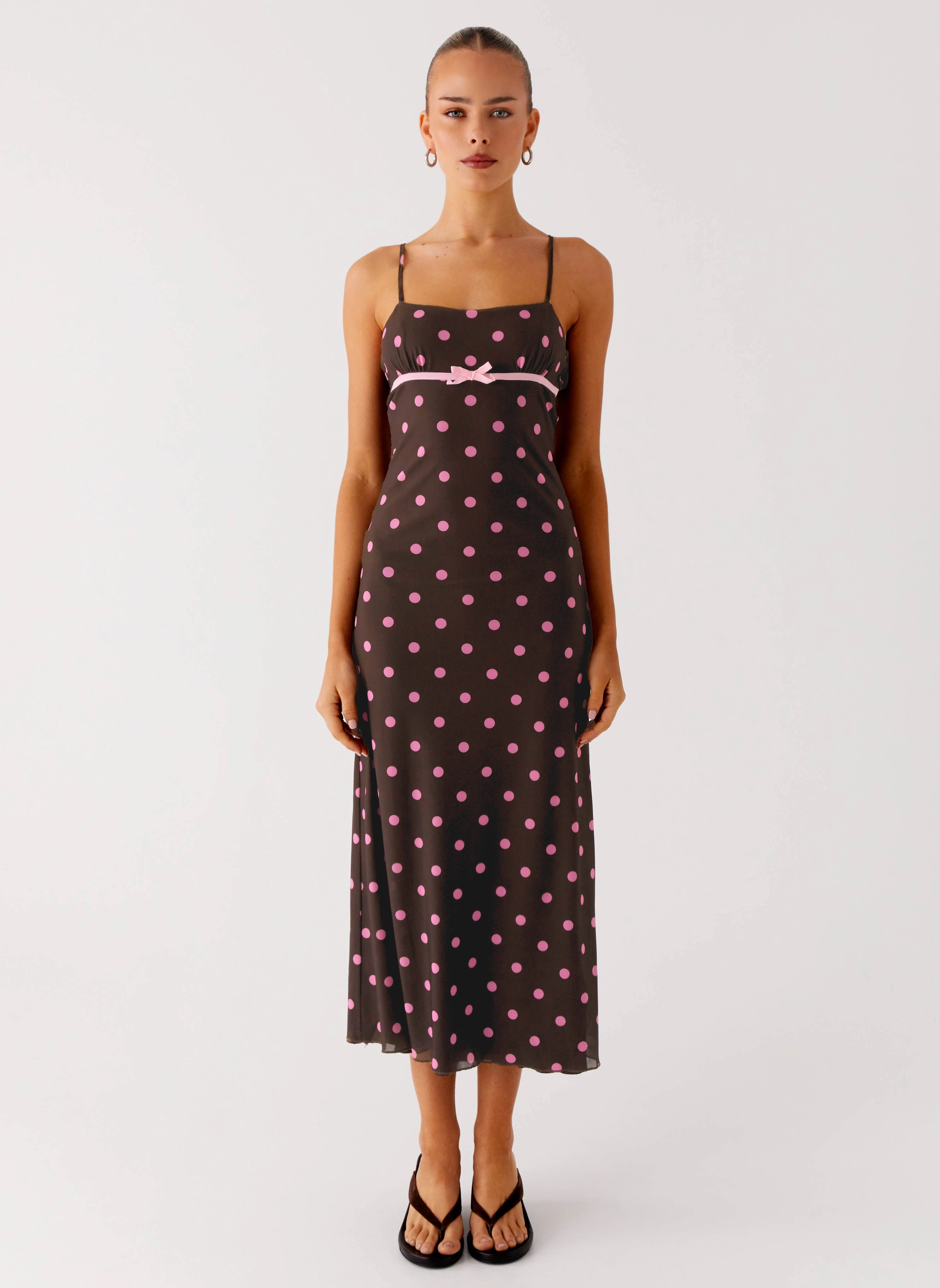 Latto Midi Dress - Chocolate Strawberry Dot Abstract Pattern Inner Smile