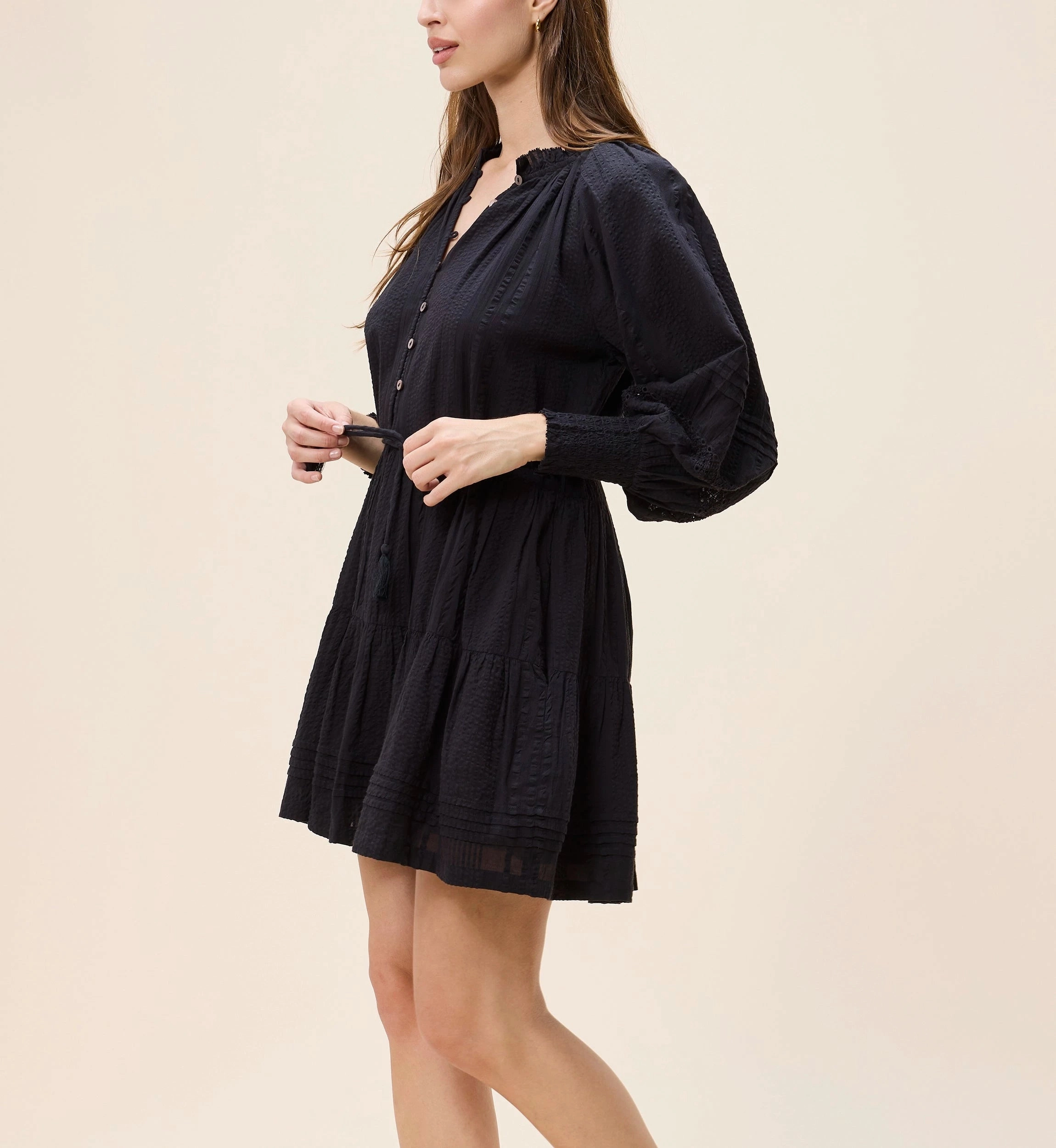 Meadow Mini Dress | Black Subtle Finish Bold Simplicity