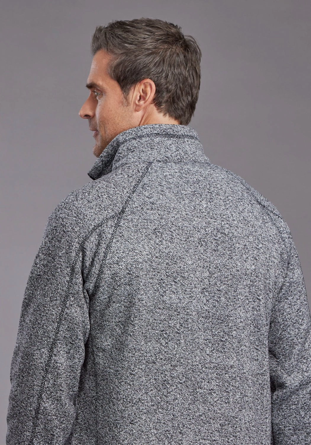 Stetson Mens Herringbone Pullover Heather Black 100% Polyester 1/4 Zip Sweater Creative Professional Workwear Essential