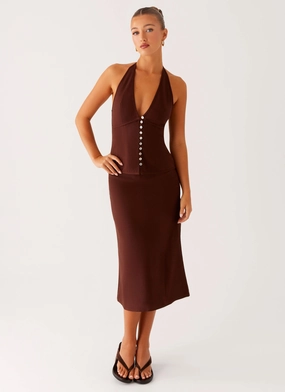 Esther Midi Skirt - Chocolate Soft Outfit