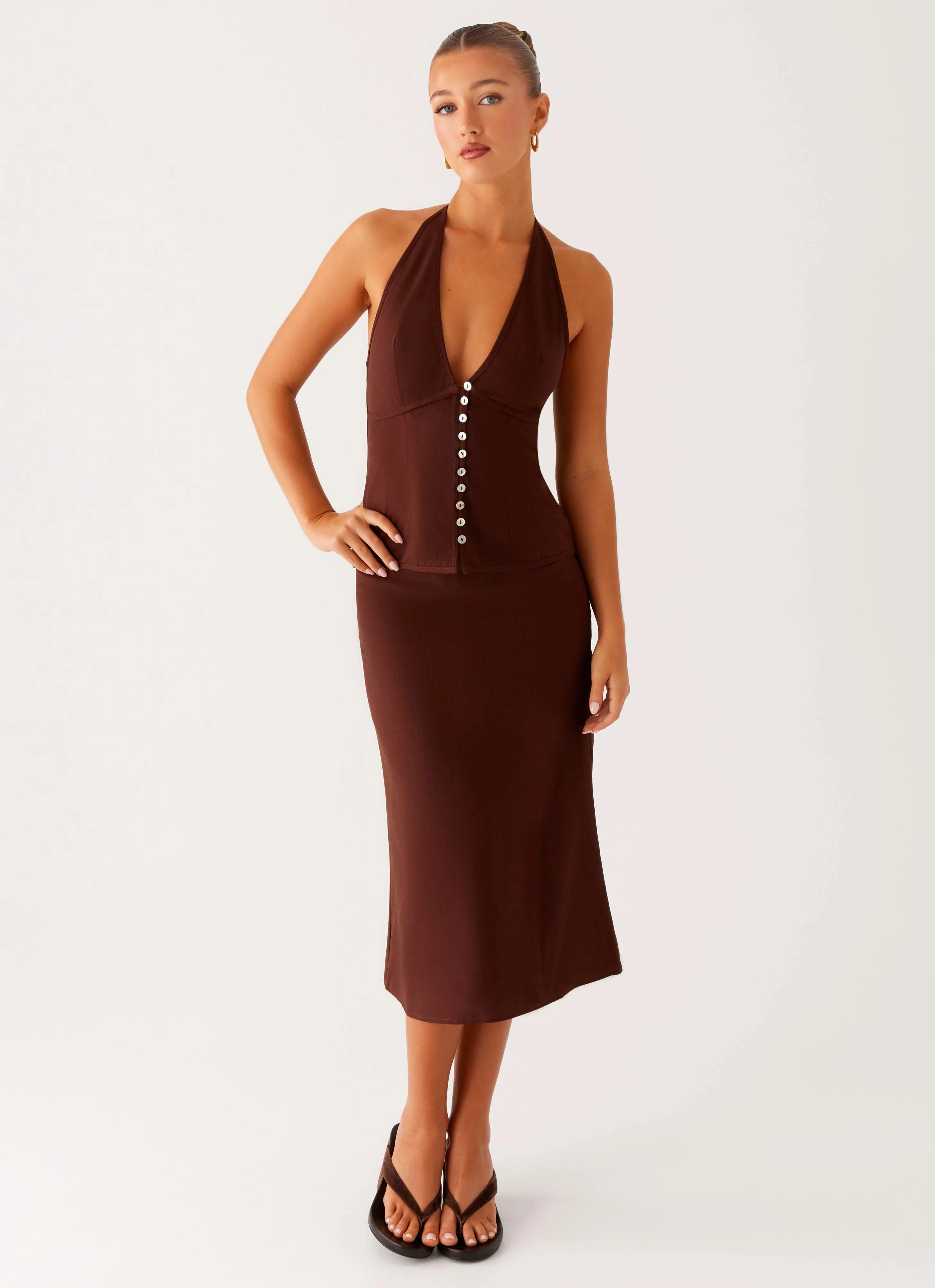Esther Midi Skirt - Chocolate Soft Outfit