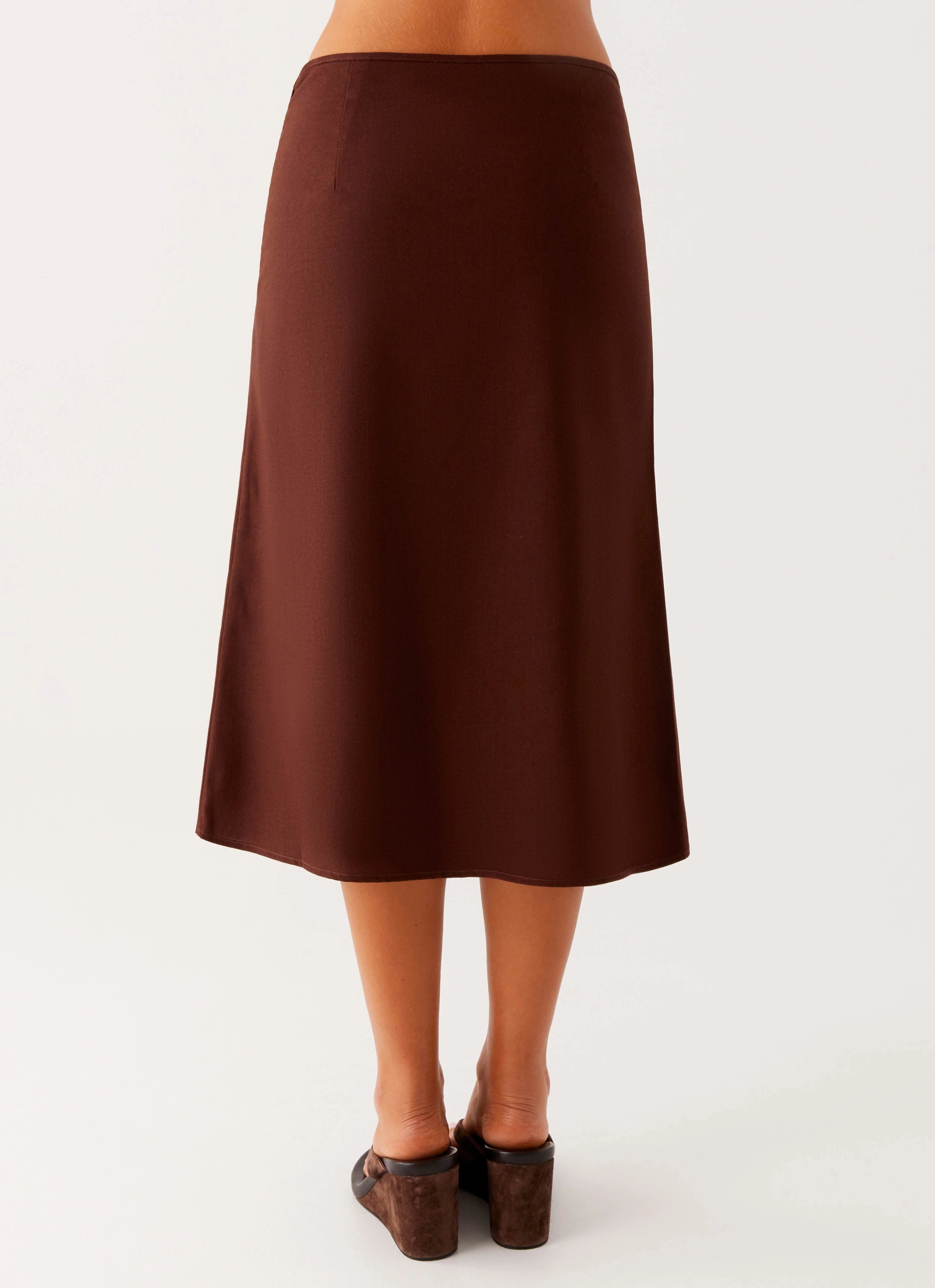 Esther Midi Skirt - Chocolate Laser Cut Edges