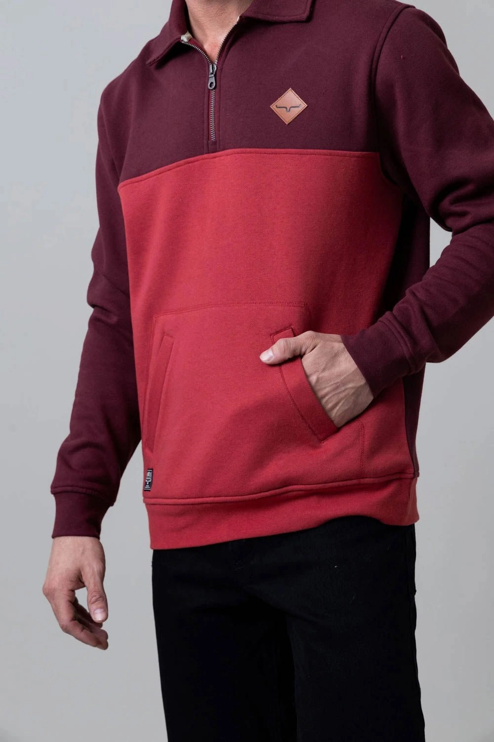 Effortless Style Flexible Movement Kimes Ranch Mens Diamond Head Burgundy/Red Cotton Blend 1/4 Zip Sweater