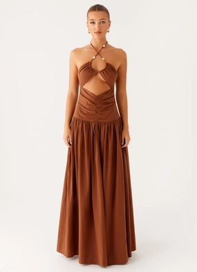 Smooth Design Modern Aesthetic Paltrow Maxi Dress - Chocolate