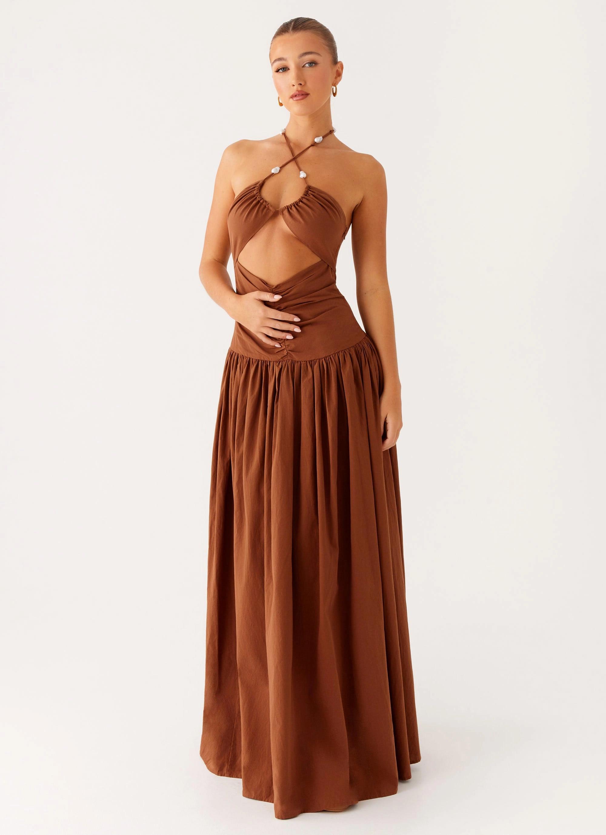 Paltrow Maxi Dress - Chocolate Guest Shine Dreamy Touch