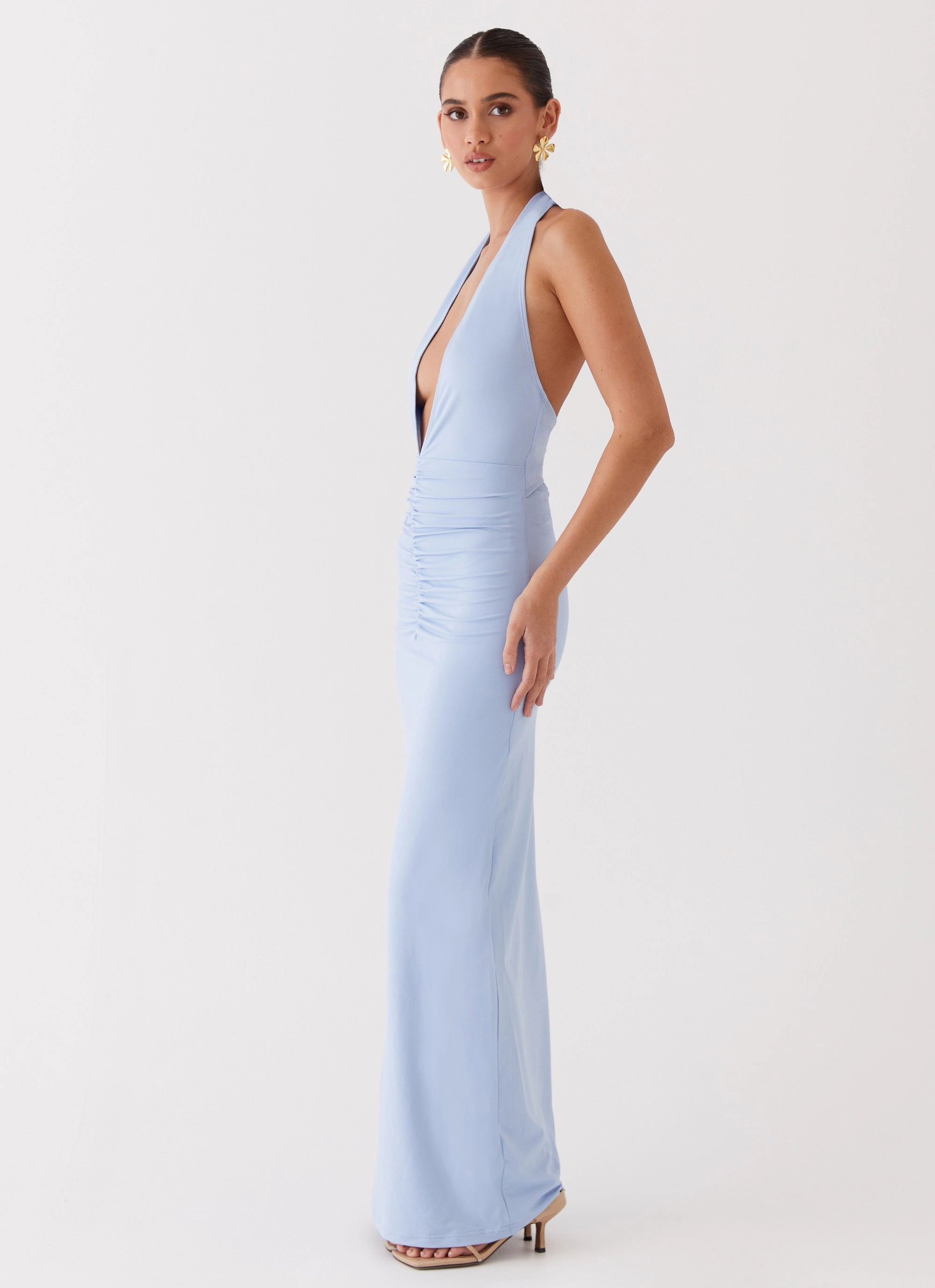 Whisked Away Halterneck Maxi Dress - Blue Family Vibe