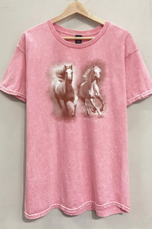Trendy Casual Wear Wild Horses Mineral Tee S-XL
