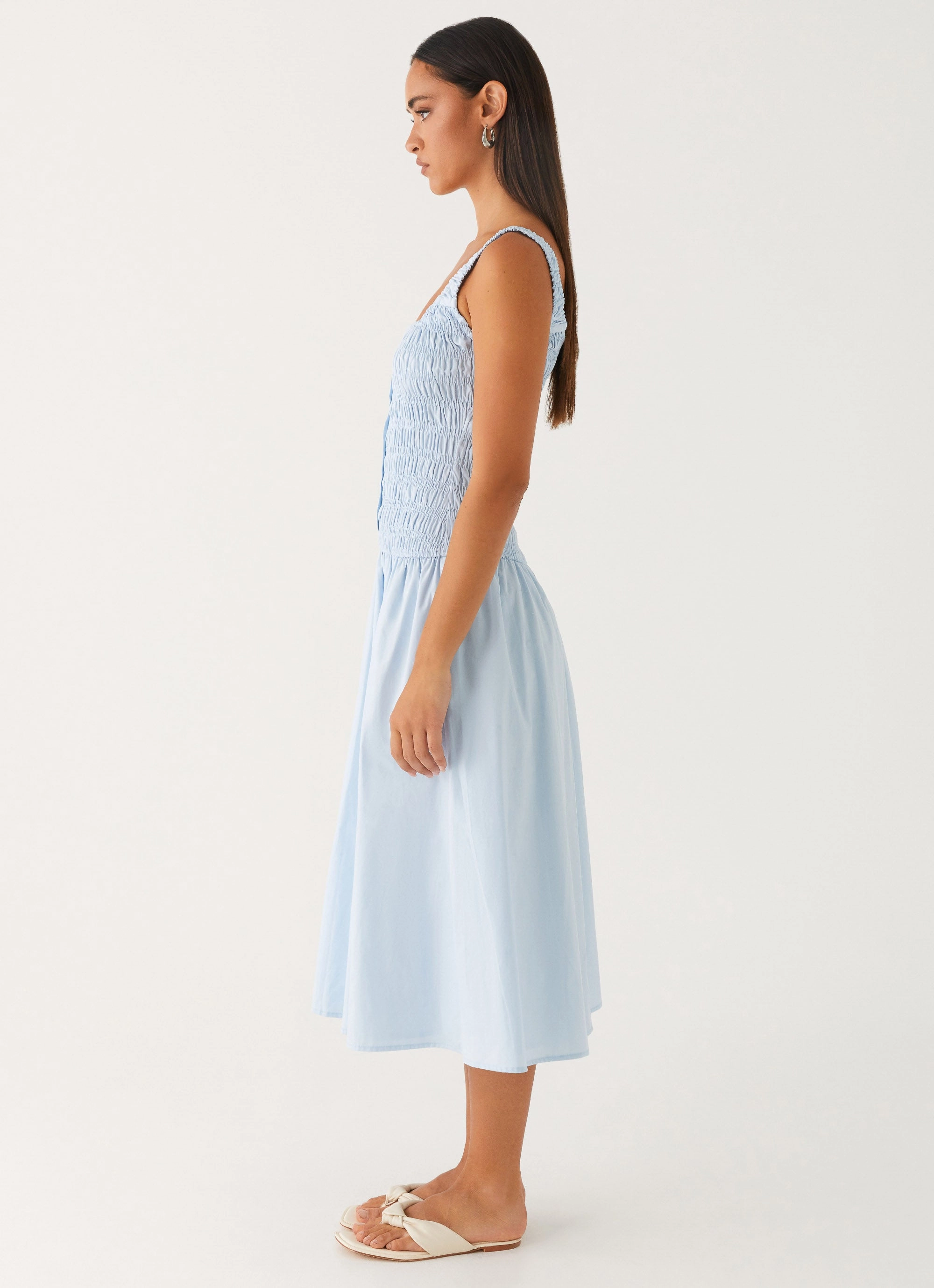 Autumn Mood Wildflower Midi Dress - Blue