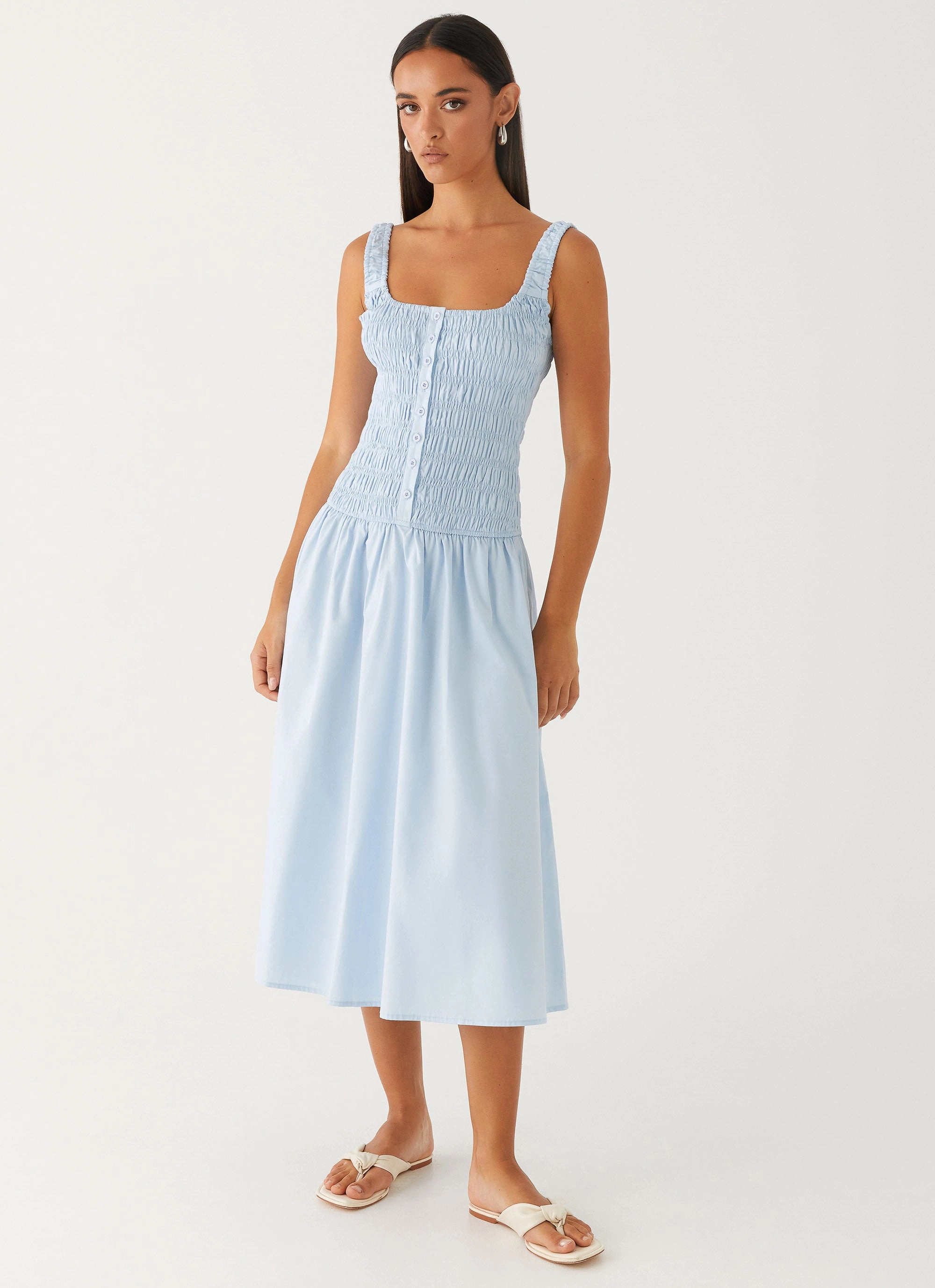 Wildflower Midi Dress - Blue Boat-Neck
