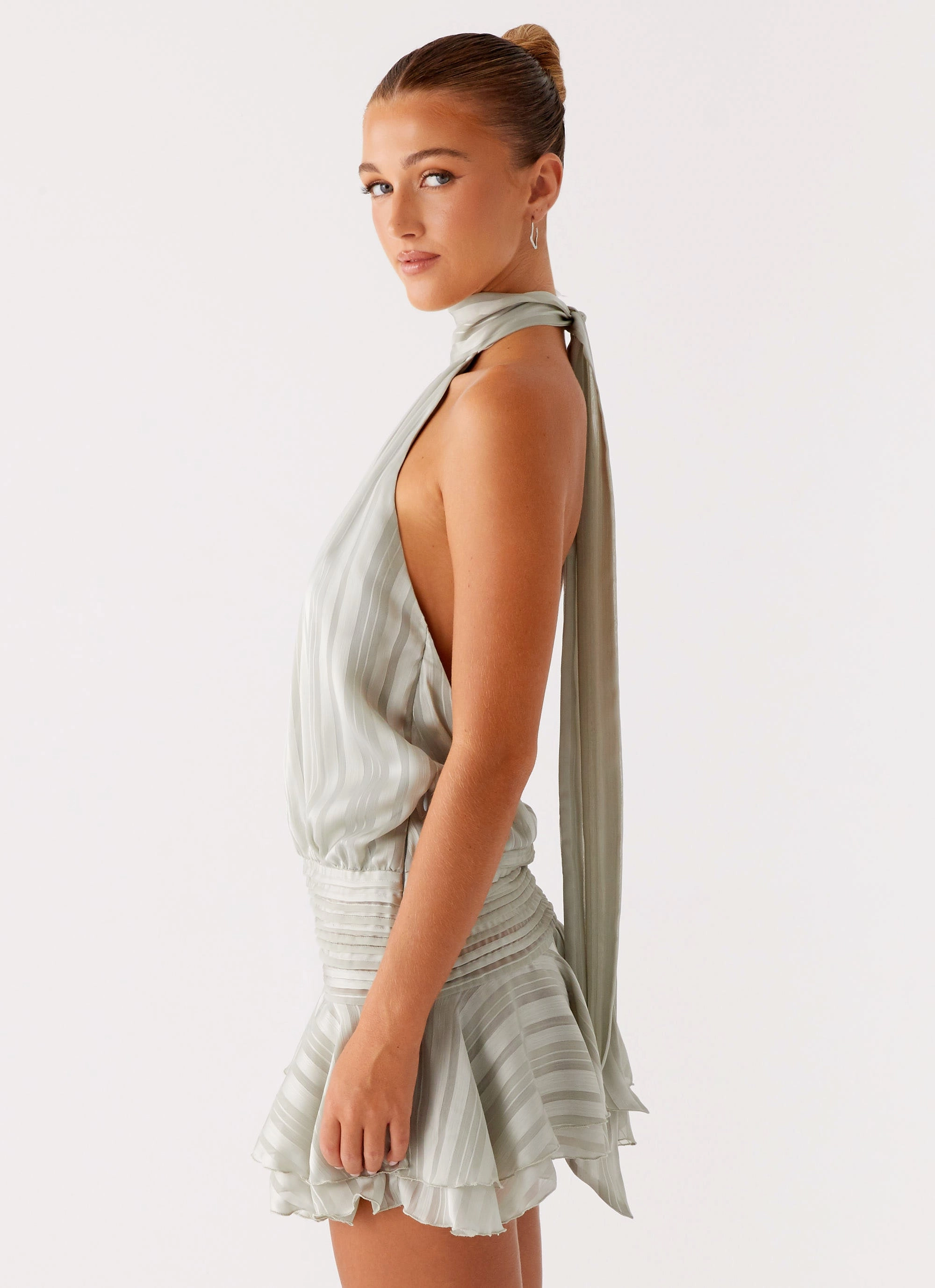 Relaxed Mood Willow Chiffon Mini Dress - Green