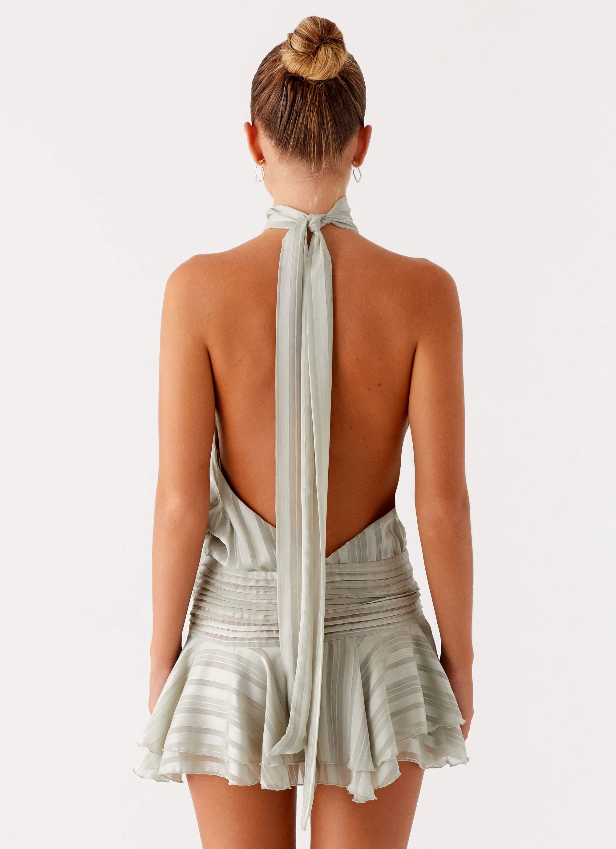 Willow Chiffon Mini Dress - Green Simple formal dress Vibrant Style