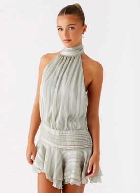 Willow Chiffon Mini Dress - Green Pure Fit