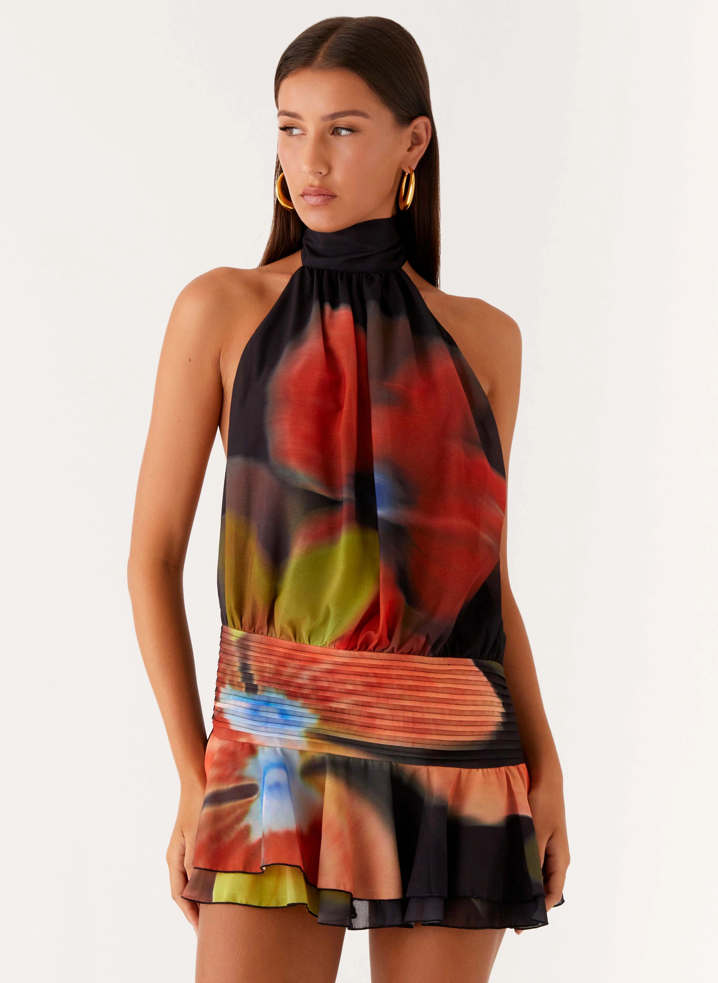 Willow Chiffon Mini Dress - Moody Floral Japan Cool Cool Motion