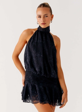 Festive Mood Timeless Fit Willow Lace Mini Dress - Black Lace