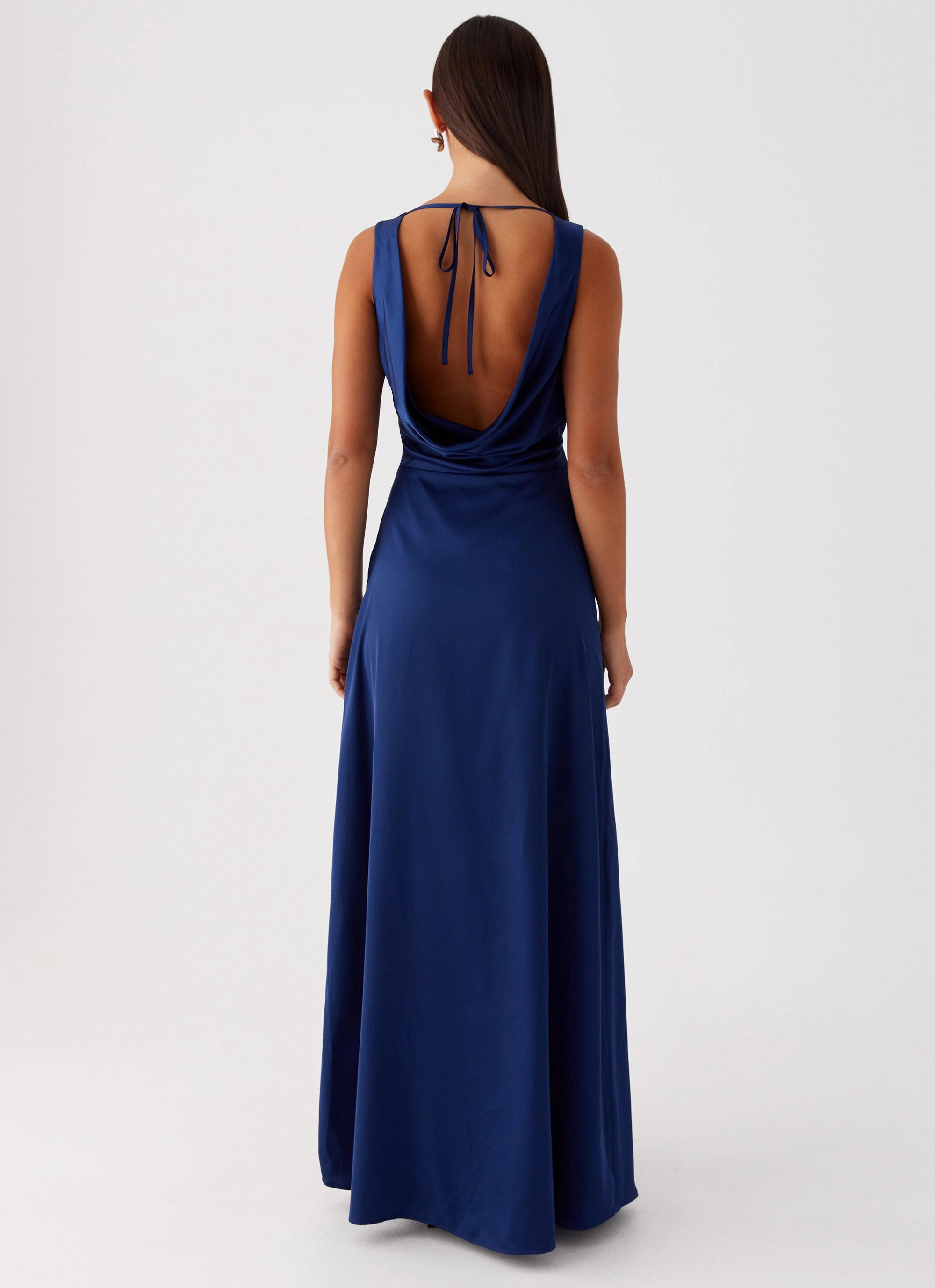 Winnie Cowl Back Maxi Dress - Navy Adjustable-Length