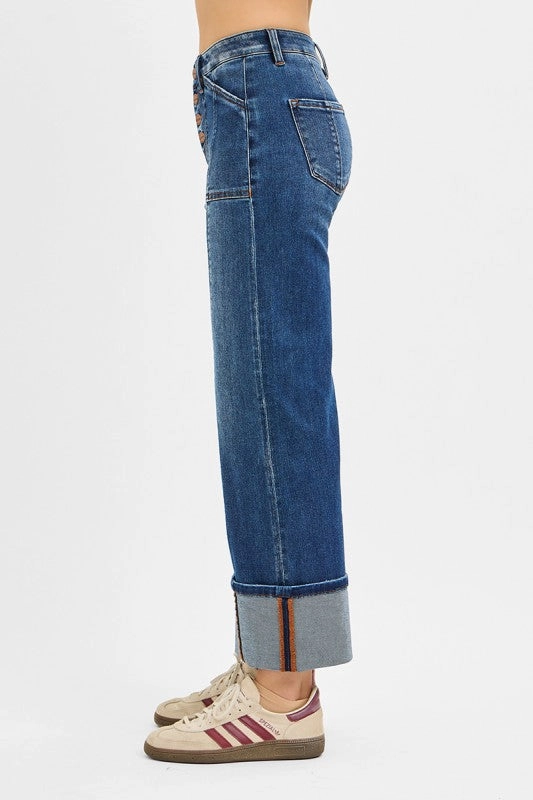 Yearlong Fit Winnie High Rise Crop Wide Straight Cuffed Jeans
