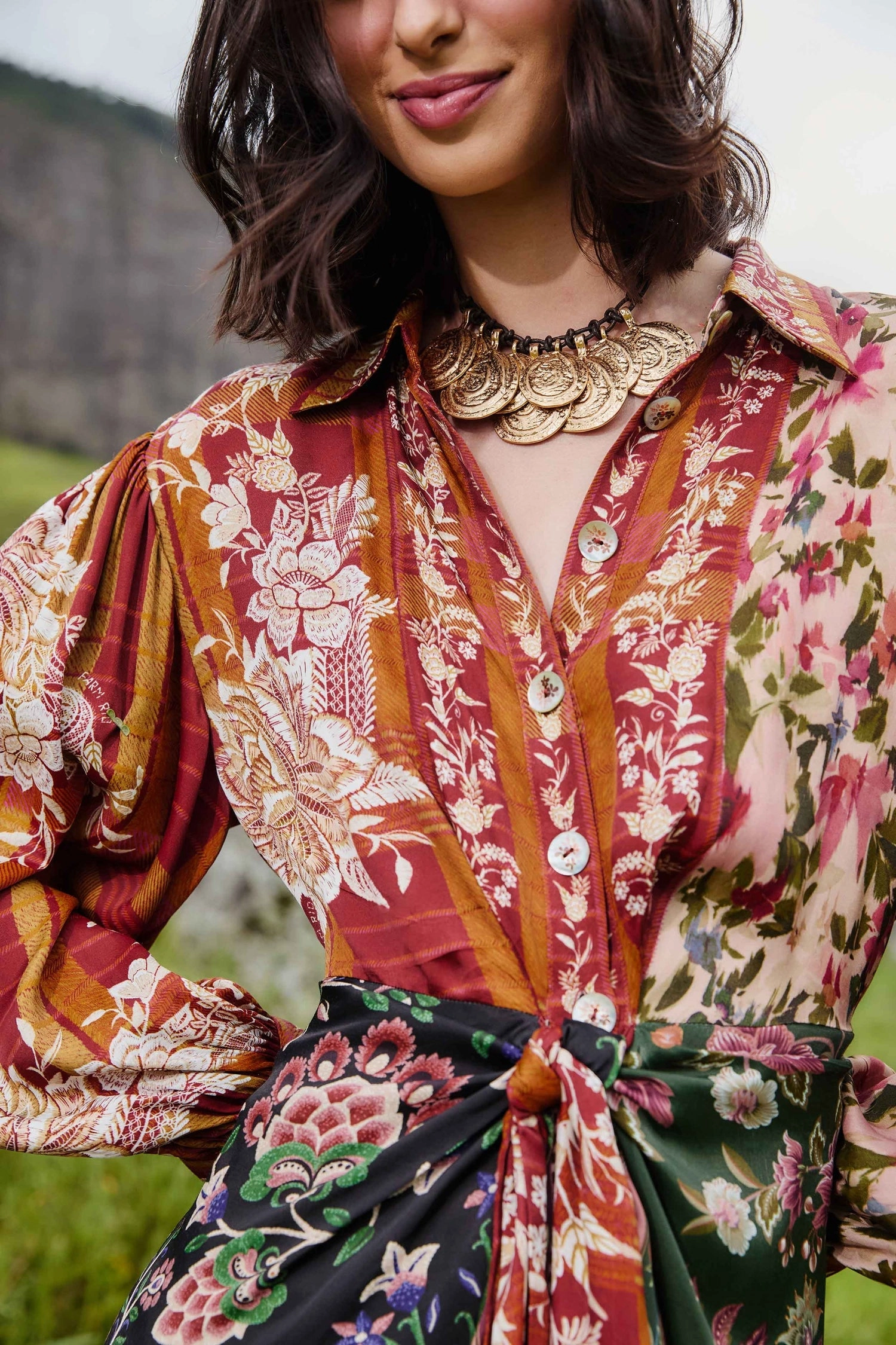 Winter Garden Mix Mini Dress in Multi Feminine Details Modern Fit