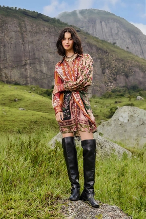 Winter Garden Mix Mini Dress in Multi Beadwork Flowing Fit