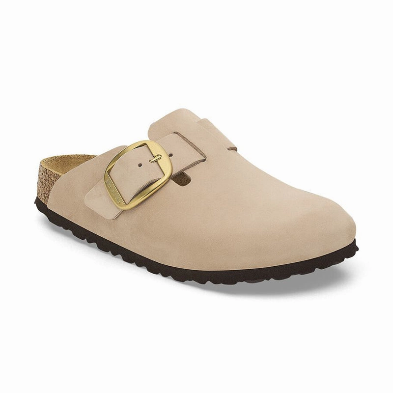 Women's Boston Big Buckle Narrow Sandcastle Nubuck Versatile Sandals