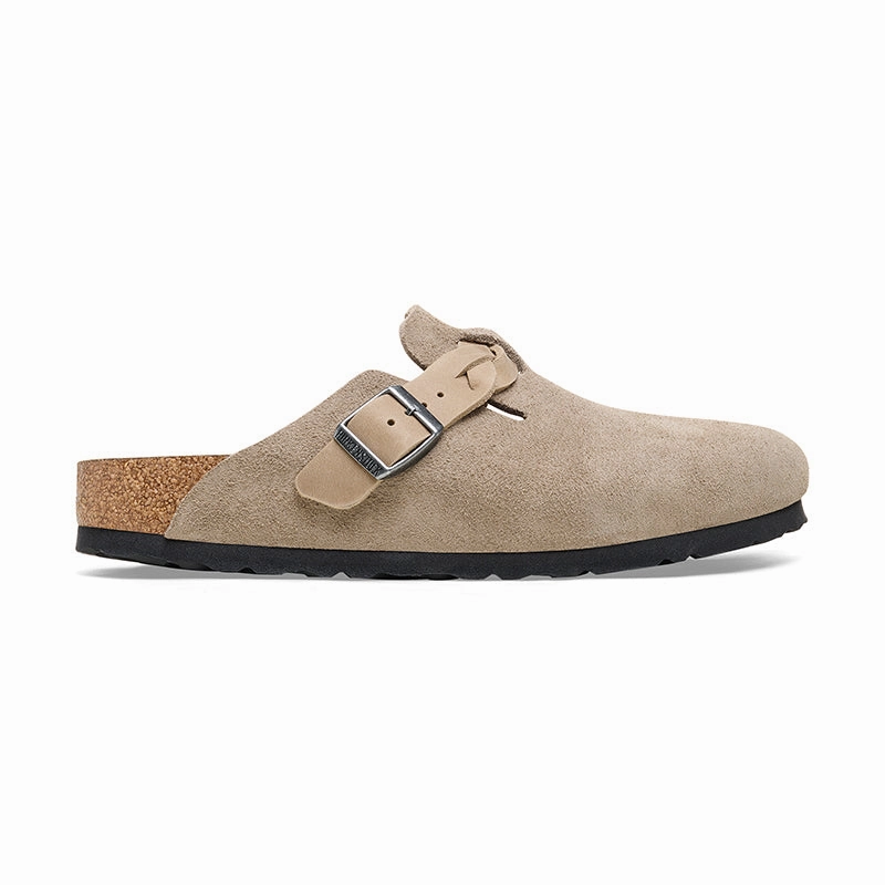 Stylish Slides Women's Boston Braid Narrow Taupe Suede