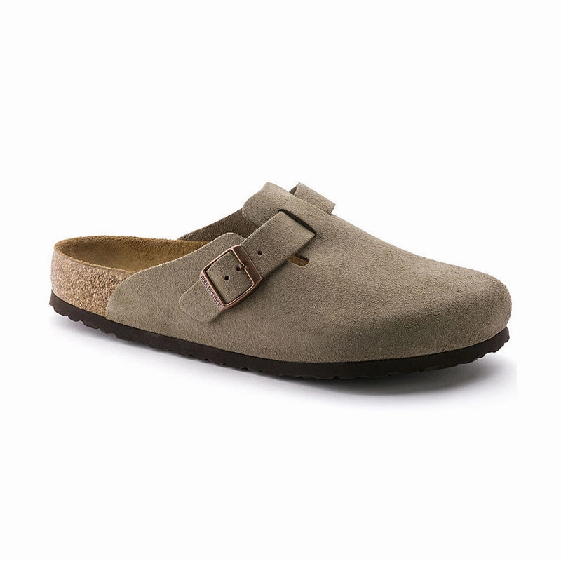Modern Lifestyle Slides Modern Slides Women's Boston Soft Footbed Narrow Taupe Suede
