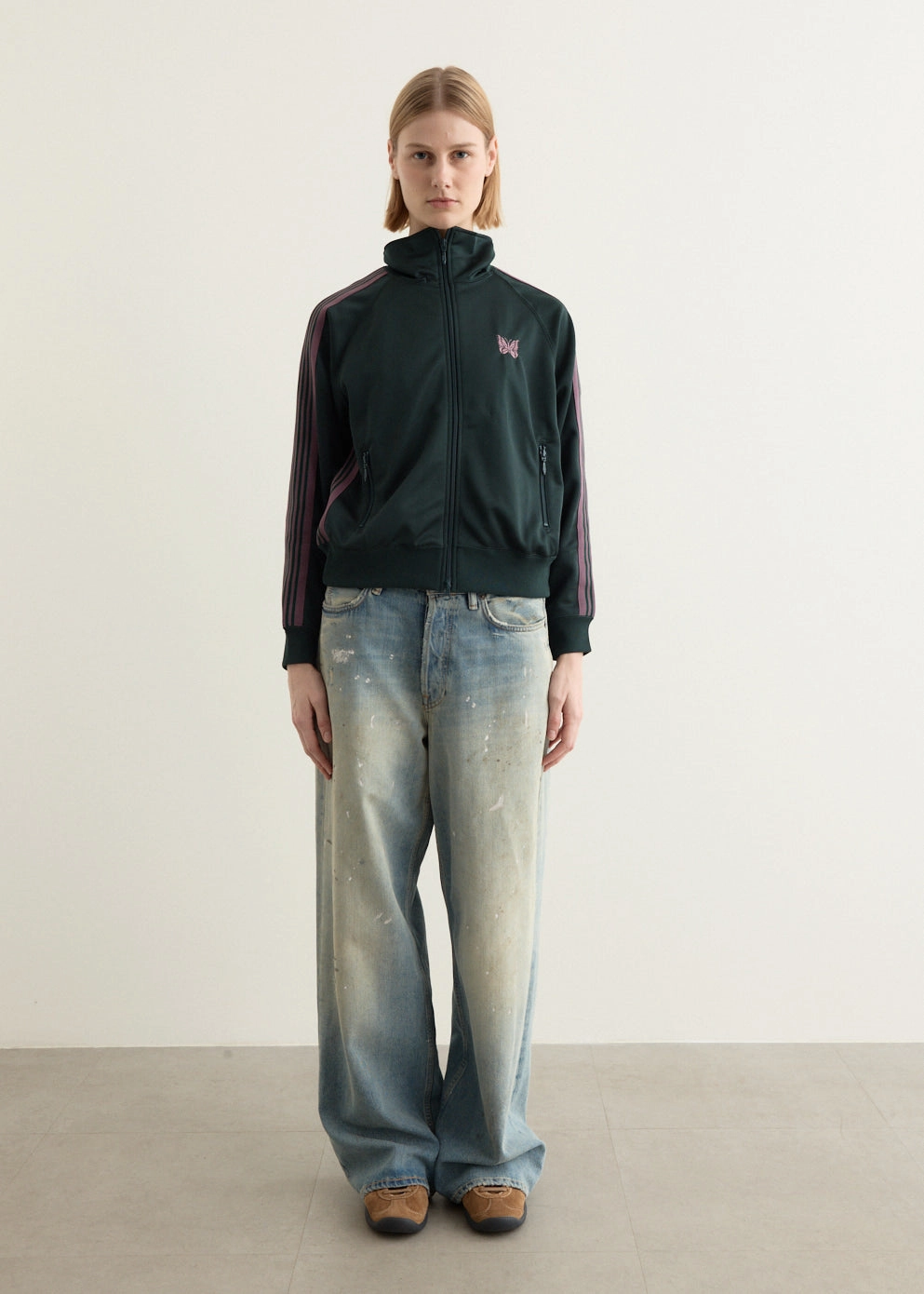 Anti Slip Interior Long Sleeves Women's Poly Smooth Track Jacket