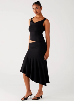 Wonderlust Midi Skirt - Black color block Natural Look